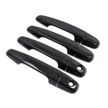 (c-2 keyholes)Compatible Carbon Fiber Chrome Car Door Handle Cover for Mitsubishi L200 Triton 2015 2016