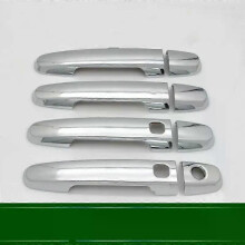 (Siver 2 Buttons)Compatible Gloss Black Chrome Car Door Handle Cover Trim For Peugeot 108 2014 2015