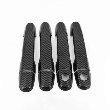 (Carbon 2 keyhole)Compatible Chrome Carbon Fiber Car Door Handle Cover Bowl Trim For Toyota Prius 20