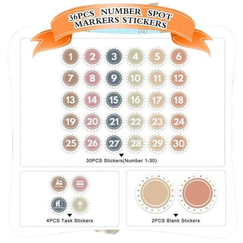 Boho   Spots for Classroom - 36pcs Number Stickers Dots for Classroom Floor Decals 2