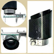 (51mm-101mm)Suitable 1 Pcs Universal Car Carbon Fibre Tail Throat Stainless Steel Silencer Bright Black