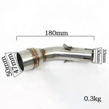 (B R3R25)Suitable Universal 51mm Motorcycle Exhaust Muffler Middle Stainless steel Mid Link Pipe For