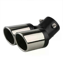 (black chrome bent)Suitable 1PCS 2.5" Inlet Car Auto Exhaust Muffler Tip Stainless Steel Dual Pipe Trim