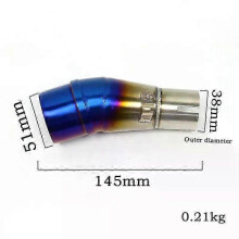 (A Z250BLUE)Suitable Universal 51mm Motorcycle Exhaust Muffler Middle Stainless steel Mid Link Pipe