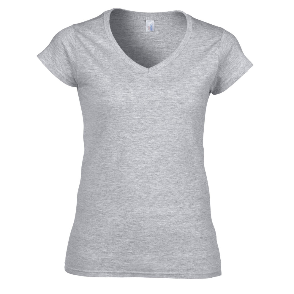 Gildan (Xl, Sports Grey) Womens/Ladies Softstyle V Neck T-Shirt
