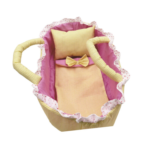 Doll Cradle Handheld Doll Cradle Basket With Soft-Yellow