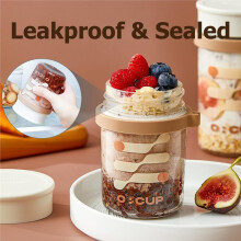 4 Pack Overnight Oats Jars,12oz Glass Canning MasonJar with Airtight Lid and Spoon Container for Pudding,Cereal