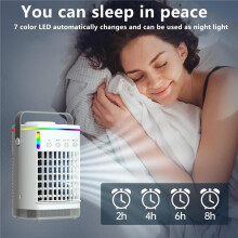 3-in-1 Portable Air Cooler Fan, Mini Evaporative Air Cooler with 4 Speeds, 700ml Water Tank, 7-Color Night Light and Timer (2–8H) for Home