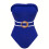 Quick Drying Design Knitted Swimsuit Nylon Texture-Blue XL 3