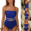 Quick Drying Design Knitted Swimsuit Nylon Texture-Blue XL 4