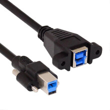 U3-007-0,5M Doppel-Rändelschrauben USB 3.0 Rückwandmontage Typ B Stecker auf Typ B Buchse Verlängerungskabel