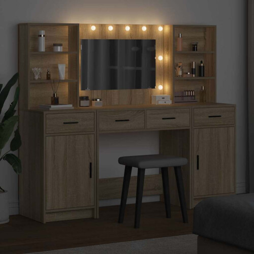 VidaXL vidaXL Dressing Table Set with Drawer 3 pcs Sonoma Oak Engineered Wood 2