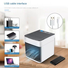 Tragbarer Verdunstungsluftkühler, leiser persönlicher Ventilator für Zuhause, Büro, Schlafzimmer und Reisen, Weiß