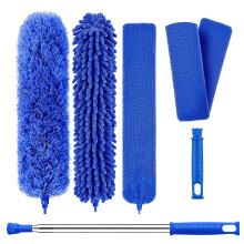 Microfiber Extendable Duster Set 100in Handle Bendable Cleaning Accessories 6 Pc