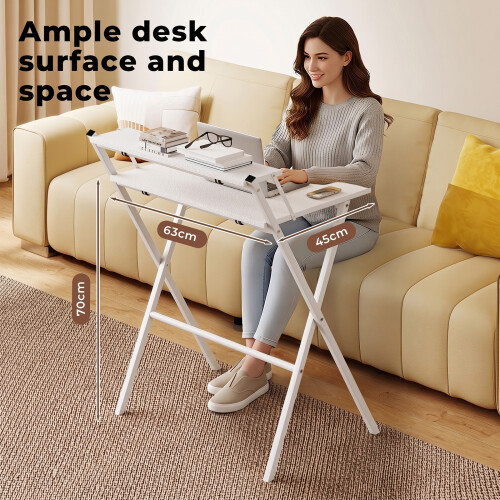Levede Foldable Computer Desk Monitor Shelf White 2