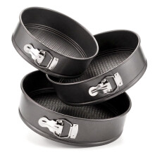 Springform Cake Tins Set of 3 Non Stick Round Baking Trays Perforated Loose Base