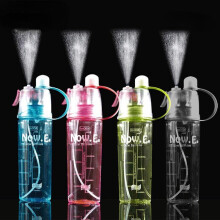 (Matches the image, 600ml) Portable 400/600ml Sports Water Bottle 3 Colors Solid Plastic Spray Top Reusable for Outdoor Climbing Cycling Shaker