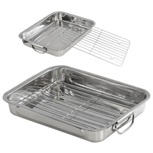 GEEZY Roasting Tray with Rack Stainless Steel Oven Roaster Tin for Meat & Vegetables
