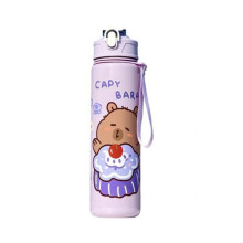(Purple, 800ML) 700ml Sports Water Bottle Quick Switch One-Touch Lid Portable Outdoor Cup with Straw Built-in Handle Spill-Proof Safe Lock