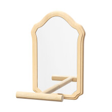 Fun Mirror Perch Stand Toy For Pet Bird Wood Standing Resting-S