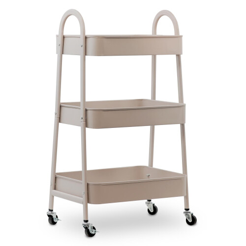 GEEZY GEEZY 3 Tier Storage Trolley Cart with Mesh Baskets Lockable Wheels Home Kitchen Craft