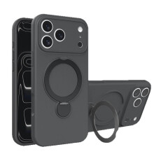 (gray, iPhone 14 PROMAX) Rotating Magnetic Stand Liquid Silicone Case for iPhone 17 Pro Max, AI Integrated Button, Compatible with Apple 16, Precision
