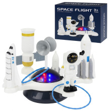 The Magic Toy Shop Space Rocket Toy with Lights & Music Rotating Quoits Ring Toss Game for Kids 3+