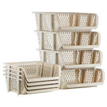 GEEZY Stacking Storage Baskets Set 4 Open Front Kitchen, Fruits, Veg, Snack Organiser