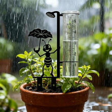 (Rain gauge) Novelty Outdoor Rain Gauge Garden Decorative Glass Rain Measure Tool for Yard Patio Decor