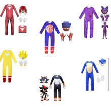 (160, 6) Sonic the Hedgehog Kids Cosplay Costume Dance Performance Halloween Cartoon Role Costume Blue Red