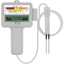 Swimming pool water quality tester, measures pH and chlorine levels, high quality, portable, white