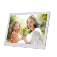 Fráma grianghraf digiteach, scáileán LCD HD 15.4-orlach, athsheinm físe agus grianghraf, USB, SD, seac fuaime 3.5 mm, bán