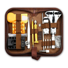 Watch repair tool kit, 149 pieces, professional, durable, ergonomic design, portable, brown