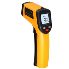 Elektronische thermometer, contactloze temperatuurmeting, meetbereik -50C tot 400C, geschikt voor diverse toepassingen, geel