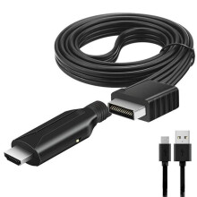 PS2 naar HDMI-converter, 720p/1080p, helder geluid, HD-video, 1 meter kabel, plug-and-play, zwart