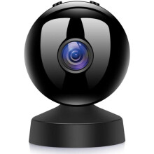 Webcam, kabellos, WLAN, Infrarot-Nachtsicht, 150-Weitwinkelobjektiv, 2 Megapixel, sicher, kompaktes Design, schwarz
