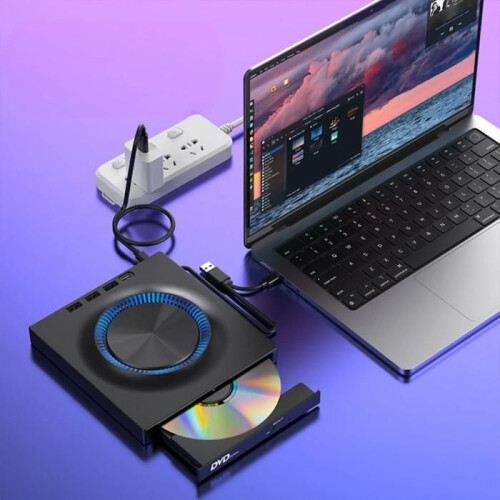External optical drive, CD/DVD burner, USB 3.0, high-speed transfer, plug and play, black 2