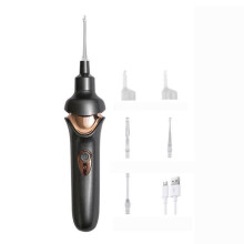 Smart, gentle ear cleaner with suction, LED light, safe, child-friendly, 180mAh, black