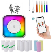 Printéir teirmeach beag, Bluetooth, 200 DPI, aip tiomnaithe, oiriúnach do lipéid agus do ghrianghraif