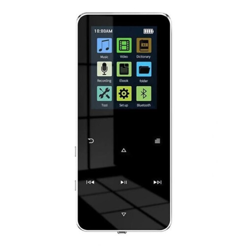 MP3 player, 64 GB, Bluetooth 5.0, touchscreen, HD recording, e-book function, English dictionary included, black