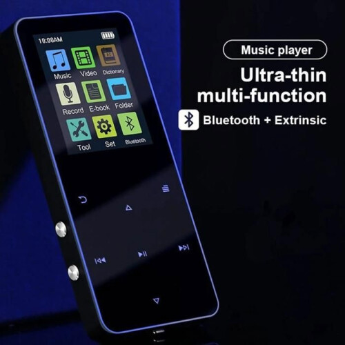 MP3 player, 64 GB, Bluetooth 5.0, touchscreen, HD recording, e-book function, English dictionary included, black 1