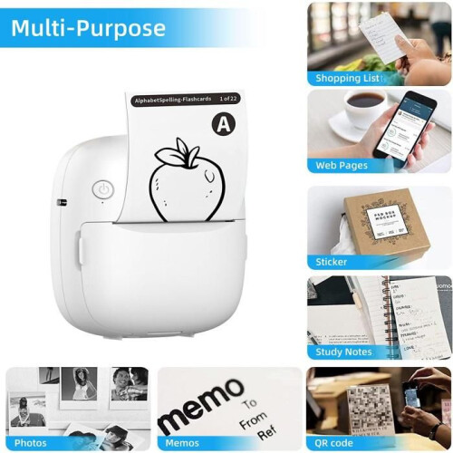 Μίνι θερμικός εκτυπωτής, Bluetooth, 200 DPI, ειδική εφαρμογή, κατάλληλος για ετικέτες 2