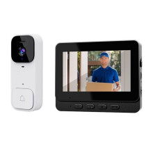 Cloigín dorais físe, 64GB, 0.3 megapixel, scáileán HD 4.3-orlach, idirchumarsáid dhá bhealach, éasca le suiteáil, bán