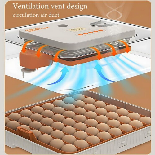 Incubator, holds 56 eggs, LED display, adjustable temperature and humidity, ventilated design, grey 1