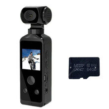 Ceamara spóirt beag, 64GB, 4K, scáileán 1.33-orlach, uillinn leathan, rothlú 270, cobhsú íomhá, WIFI, 1000mAh