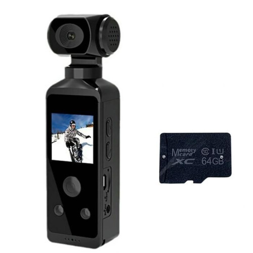 Μίνι αθλητική κάμερα, 64GB, 4K, οθόνη 1,33 ιντσών, ευρεία γωνία, περιστροφή 270, στα