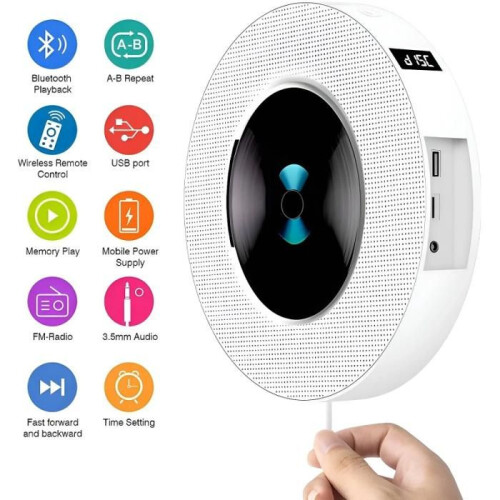 Συσκευή αναπαραγωγής CD, Bluetooth 5.0, ποιότητα ήχου υψηλής ευκρίνειας, θύρα USB, κομ 1