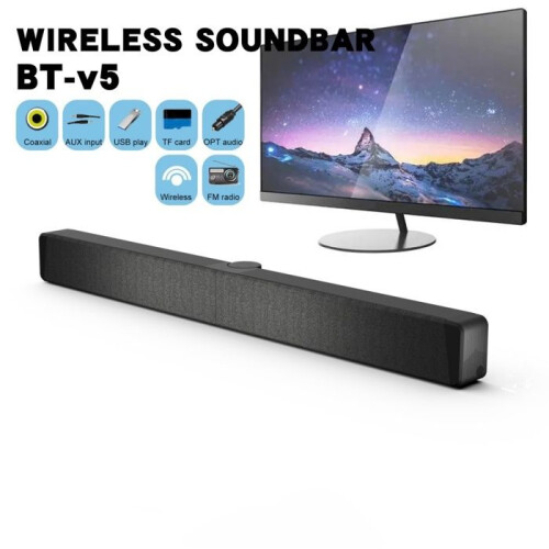 Soundbar, Bluetooth, USB/AUX/TF/OPT, foldable design, high-definition sound quality, black 1
