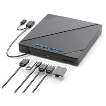 External optical drive, DVD/CD/VCD player, USB 3.0/Type-C/TF/SD, widely compatible, plug and play, black