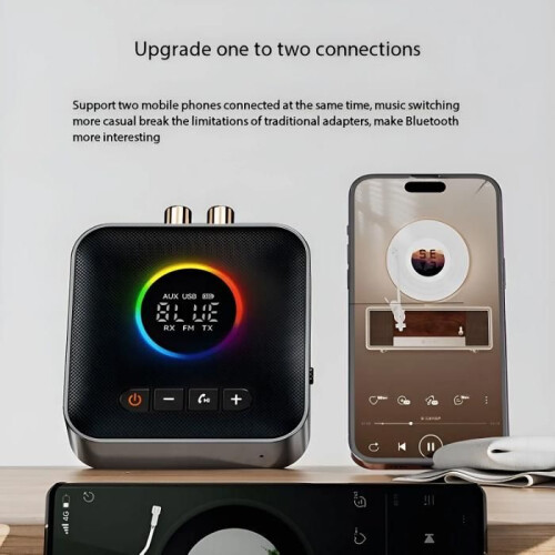 Προσαρμογέας Bluetooth, USB/AUX/RCA, μετάδοση υψηλής ταχύτητας, plug and play, φορητός, μαύρο 2